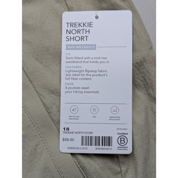 NWT Athleta Trekkie North Short Womens 18 Beige Ripstop Lightweight Hiking Camp - Picture 4 of 10
